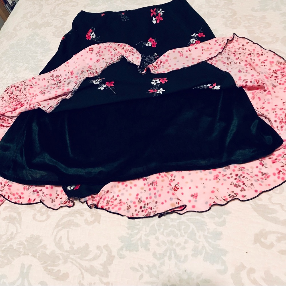 Johnathan Martin skirt- pink and black vintage slip skirt- size L check measure - Picture 6 of 9